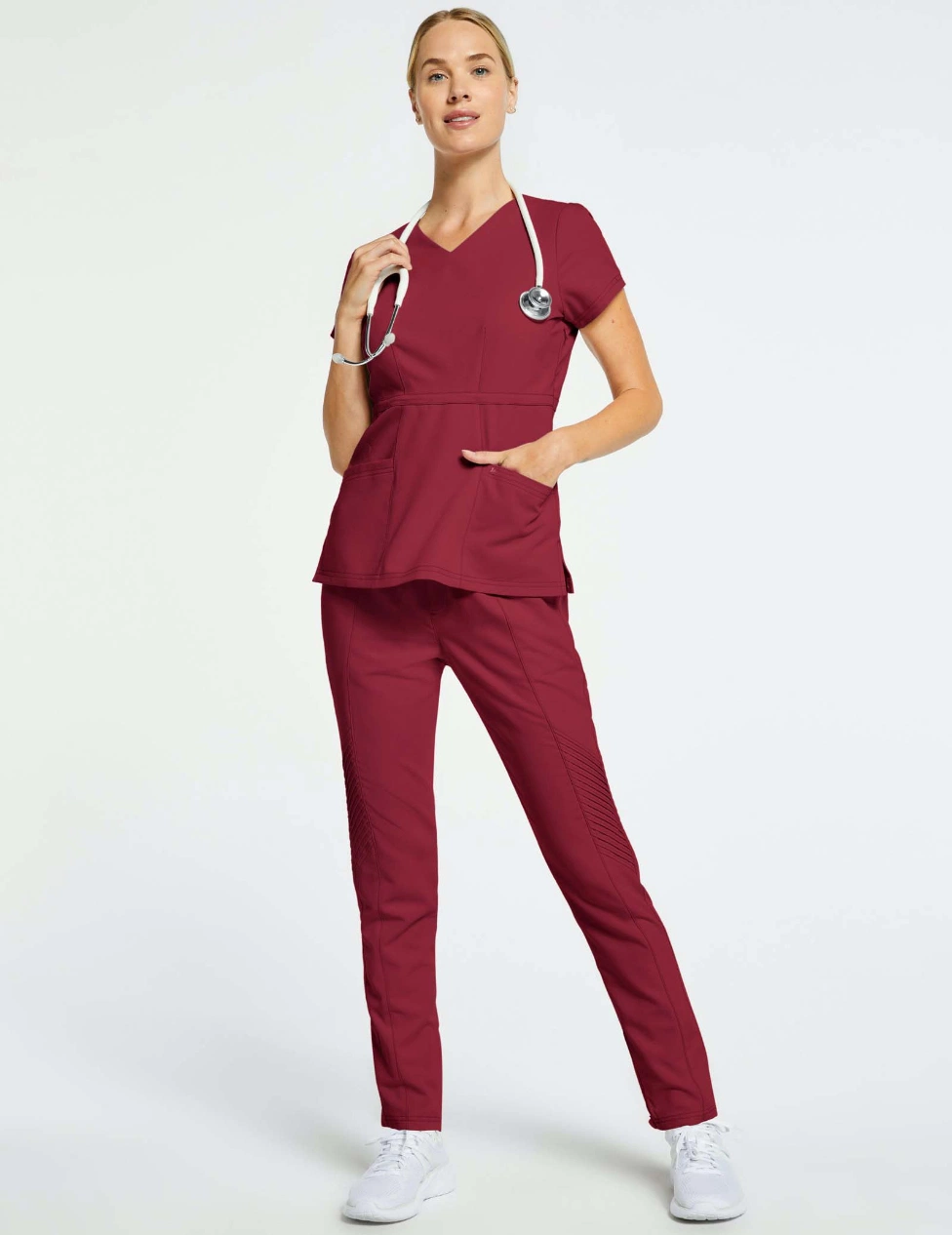 Customized Logo Women Jogger Short Sleeves Scrubs V Neck Nurse Uniform Slim Fit Scrubs