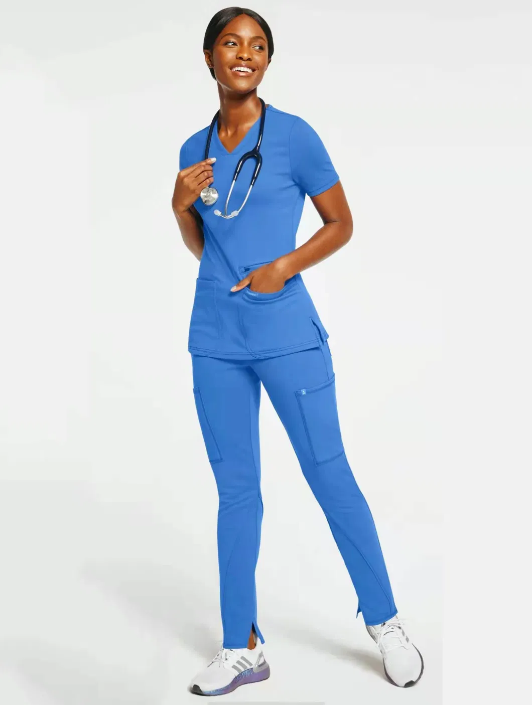 Wholesale Hospital Scrub Uniform Elastic Pockets Women Uniforms Medical Nurse Scrubs