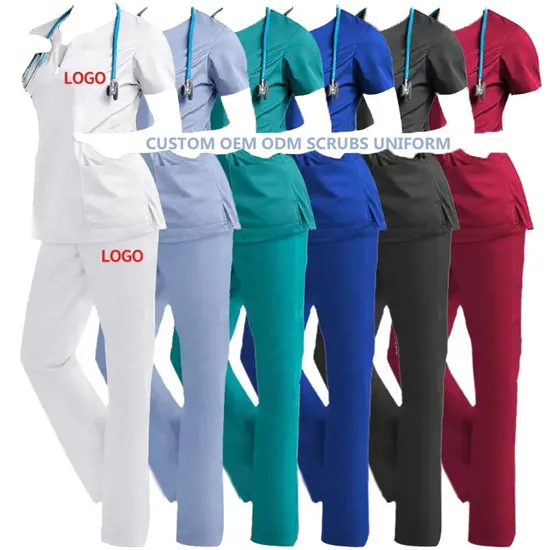 Cheap Custom Logo Comfortable Fabric Hospital Workwear Nurse Uniform Medical Scrubs 