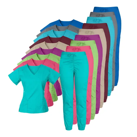 Wholesale Custom Stretch Breathable Women Nursing Scrubs Hospital Scrubs Uniforms Sets Woven 