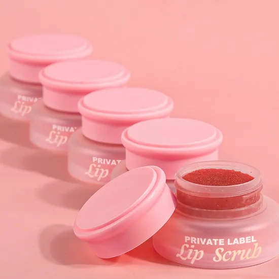 Wholesale Custom Organic Vegan Sugar Lips Care Pink Strawberry Lip Scrub Supplier 
